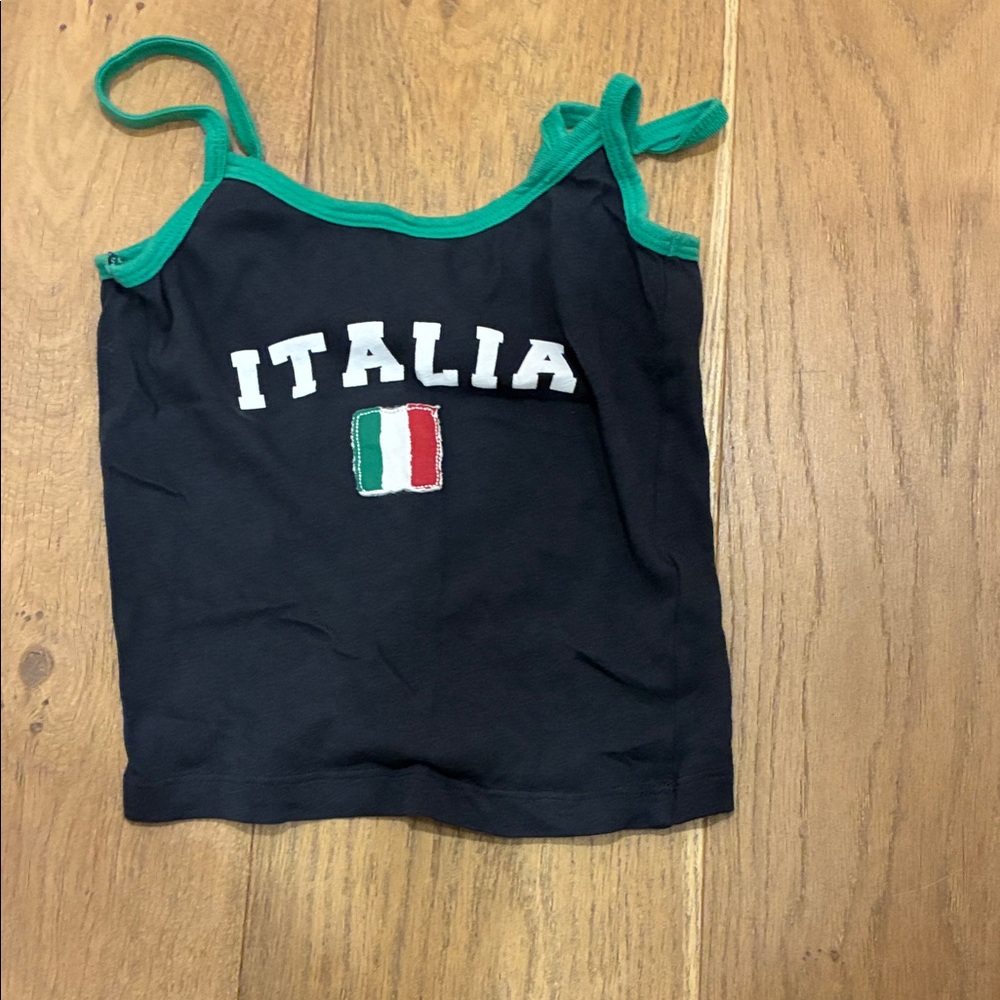 Urban Outfitters Black and Green Italia Tank Top
